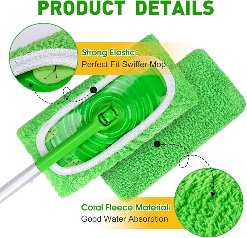 NEOACT 8Pcs Reusable Microfiber Mop Pads Compatible with Swiffer Sweeper,Replacement Dry Sweeping Cloths & Wet Mopping Pads Refills,Washable Mop Pads for Multi-Surface Floor Cleaning - Image 3